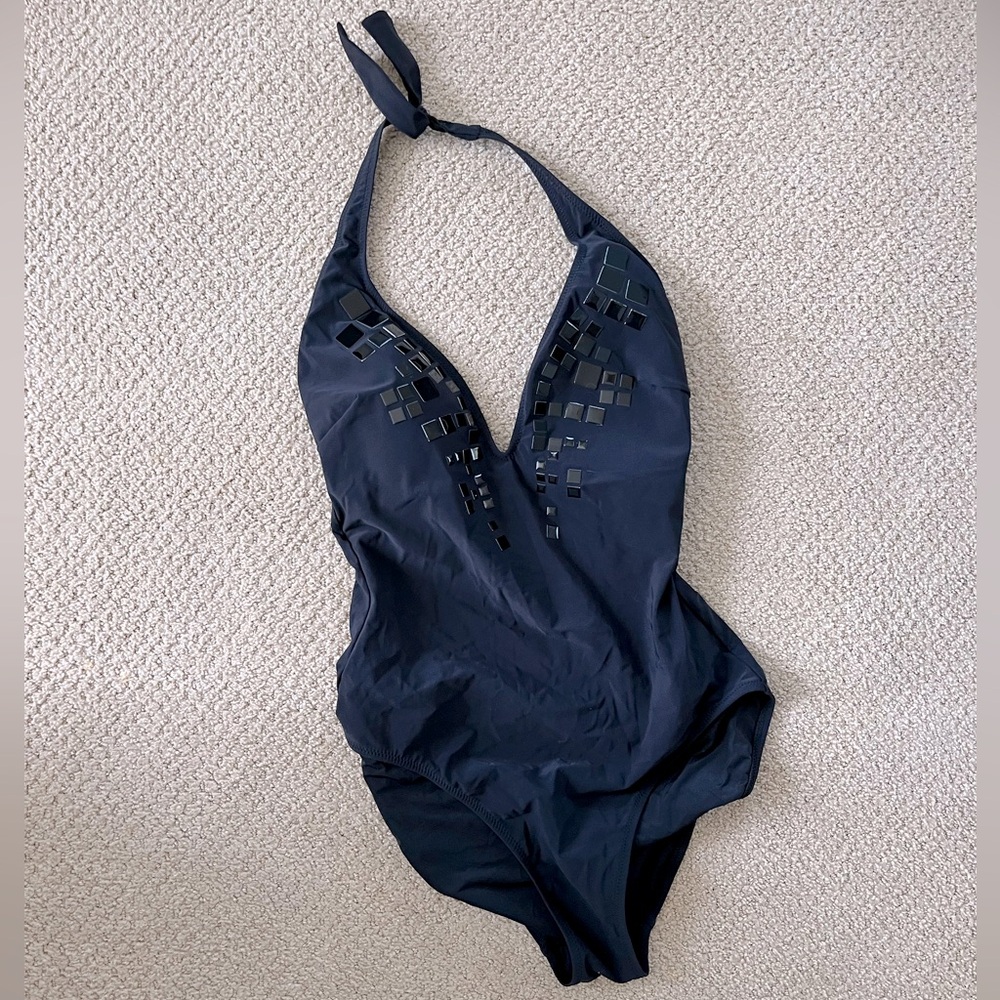 Black one piece swim suit